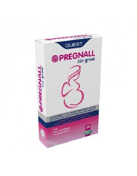 Quest Pregnall Bio-Grow Συμπλήρωμα Διατροφής Πριν & Κατά την Διάρκεια της Εγκυμοσύνης 30 Tabs