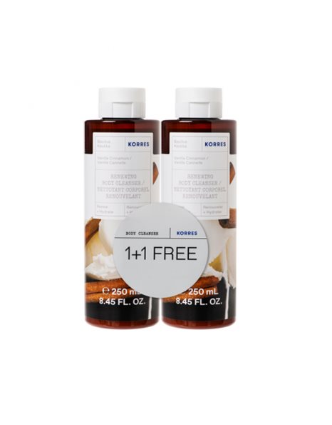 Korres  Body Cleanser Vanilla Cinnamon-Αφρόλουτρο Βανίλια Κανέλα,1+1 ΔΩΡΟ,2x250ml