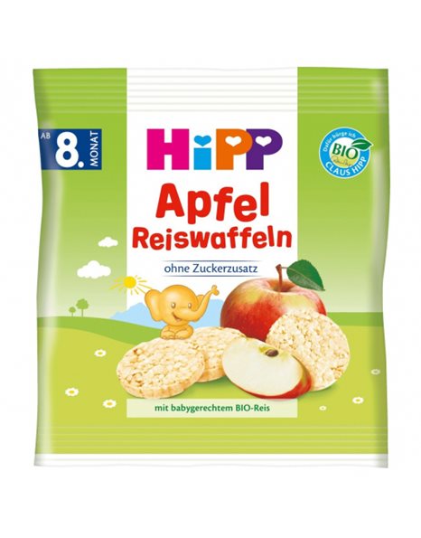 Hipp Ρυζογκοφρετάκι Μήλου - Σνάκ για Μωρά από τον 8ο Μήνα 30gr