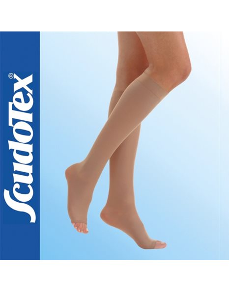 Scudotex Κάλτσες κάτω γόνατος 430 K1 (mm Hg 18-21), ανοιχτά δάκτυλα, μπέζ,Μέγεθος 2
