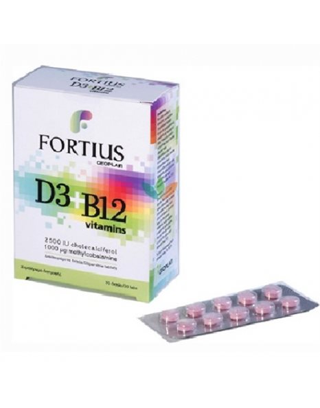 Geoplan Fortius D3 2500iu + B12 1000mg Vitamins x 30 Tabs