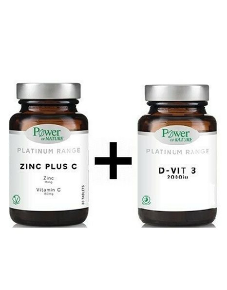 Power of Nature​​​​​​​ Platinum Range Πακέτο Προσφοράς Zinc Plus C 30tabs & Vitamin D3 2000iu 20tabs