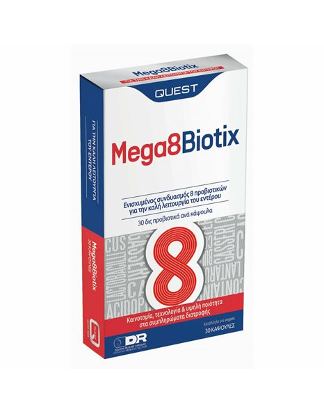Quest Mega 8 Biotix Συμπλήρωμα Διατροφής για τη καλή λειτουργία του Εντέρου,30caps