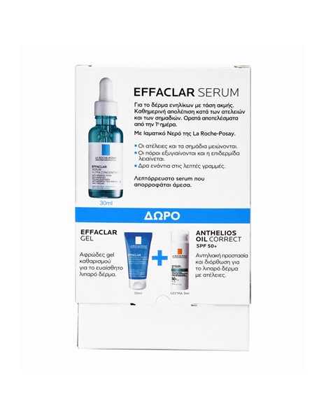 La Roche Posay Promo Effaclar Serum 30ml, Δώρο Effaclar Gel 50ml & Anthelios Oil Correct Spf50+ 3ml