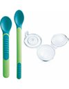  Mam Heat Sensitive Spoons & Cover 2 Θερμοευαίσθητα κουτάλια 6m+μηνών Πράσινο (513)