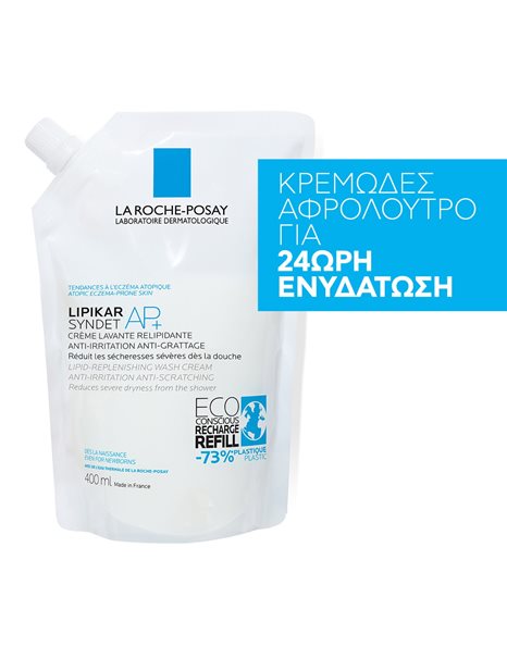 La Roche-Posay Lipikar Syndet AP+ Refill Κρεμώδες Αφρόλουτρο Για Το Ξηρό Δέρμα Με Τάση Ατοπίας 400ml