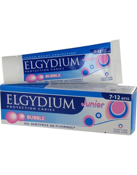 Elgydium Junior Τoothpaste Bubble Οδοντόκρεμα Για Παιδιά 7-12 χρονών Με Γεύση Τσιχλόφουσκας 50ml