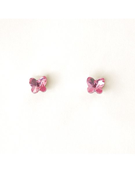 Farma Bijoux Υποαλλεργικά Σκουλαρίκια Κρύσταλλα Πεταλούδες Απαλό Ροζ 8,0mm (BE161C14) 
