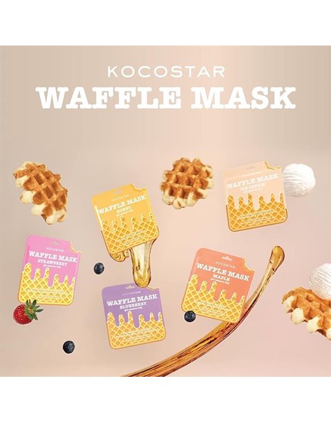 Kocostar Waffle Face Mask Strawberry Εμποτισμένη Μάσκα Προσώπου για Καθαρισμό & Λάμψη 1τμχ