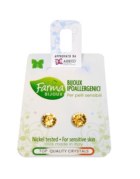  Farma Bijoux Υποαλλεργικά Σκουλαρίκια Κρύσταλλα Απαλό Χρυσοκίτρινο 7,15mm (BE66C04)