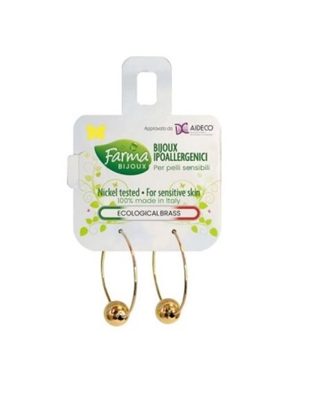 Farma Bijoux Υποαλλεργικά Σκουλαρίκια Κρίκοι Χρυσοί Με Σφαίρα 25mm (Ω25441)