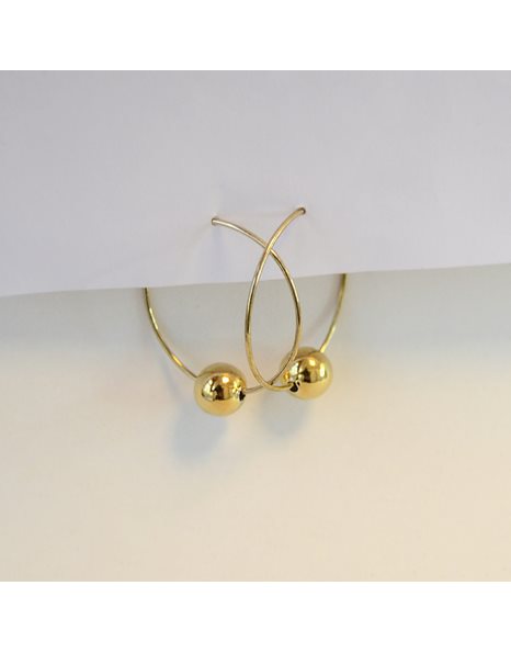 Farma Bijoux Υποαλλεργικά Σκουλαρίκια Κρίκοι Χρυσοί Με Σφαίρα 25mm (Ω25441)