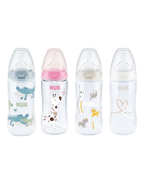 Nuk Πλαστικό Μπιμπερό 300ml First Choice με Θηλή Σιλικόνης & Ένδειξη Θερμοκρασίας 6-18m Γκρι Κοάλα