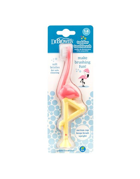  Dr Brown's Toddler Toothbrush-Βρεφική Οδοντόβουρτσα με Φλαμίνγκο από 1-4 ετών No.HG058 