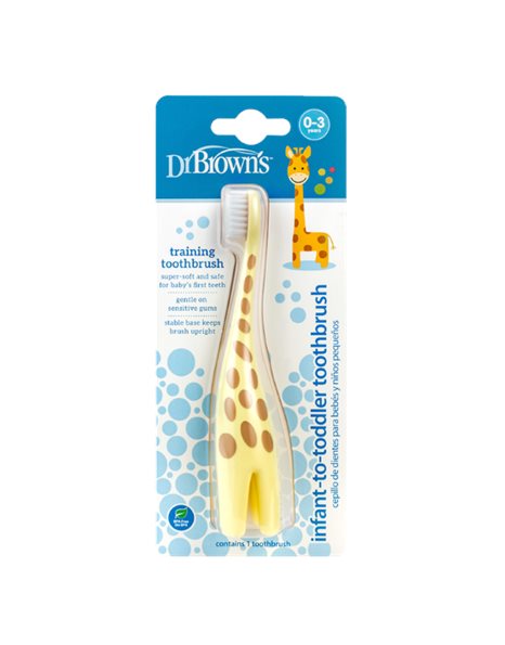 Dr. Brown's Βρεφική Οδοντόβουρτσα Καμηλοπάρδαλη Κίτρινο για 0-3m No.HG060