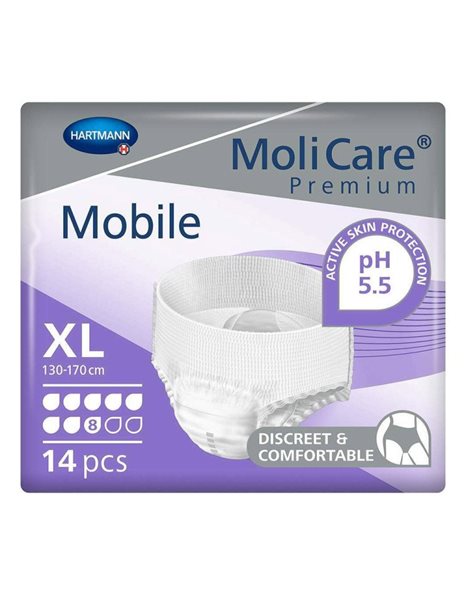 Hartmann MoliCare Premium Mobile Πάνες Βρακάκι Ακράτειας Νύχτας 8 Drops XL14τμχ