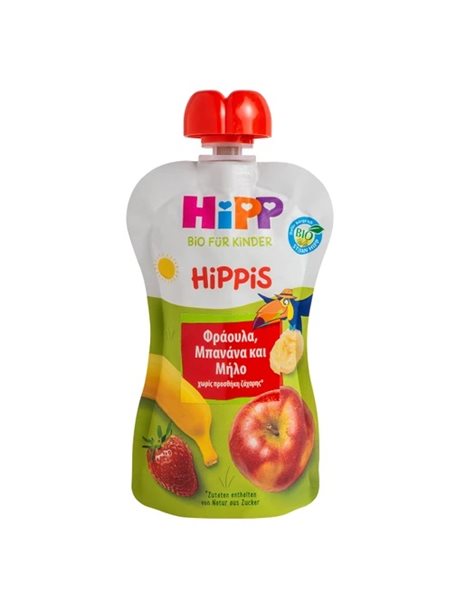 Hipp Φρουτοπολτός Hippis με Φράουλα, Μπανάνα & Μήλο 100g