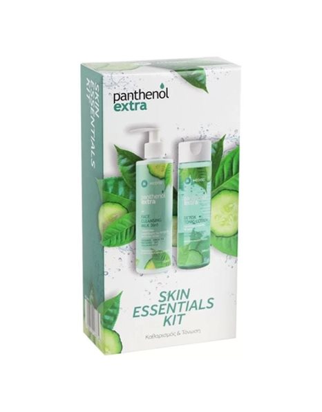 Panthenol Extra Skin Essentials Kit Face Cleansing Milk 3 in 1 250 ml + Detox Tonic Lotion 200 ml