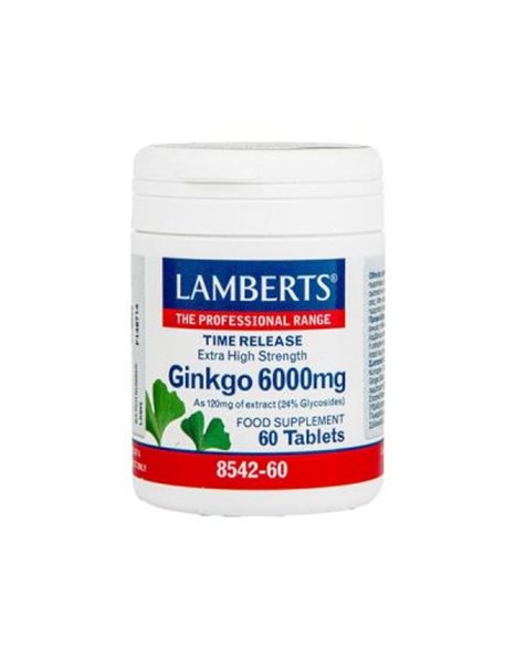 Lamberts Ginkgo Biloba Extract 6000mg Συμπλήρωμα για Μνήμη & Κυκλοφορία Αίματος 60 Ταμπλέτες