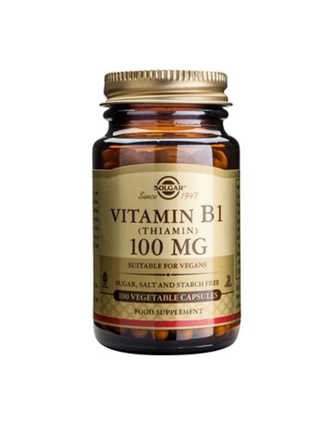 Solgar Vitamin Β1 100mg Συμπλήρωμα Διατροφής με Θειαμίνη, 100 φυτικές κάψουλες