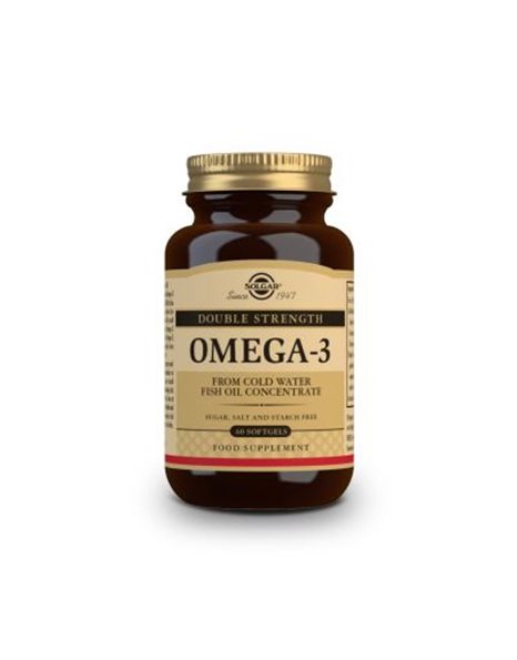 Solgar Omega -3 Double Strength Συμπλήρωμα Διατροφής Ω -3 Διπλής Δράσης, 60 Μαλακές Κάψουλες