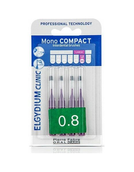 Elgydium Clinic Mono Compact Μεσοδόντια Βουρτσάκια 0.8mm σε χρώμα Μωβ 4τμχ