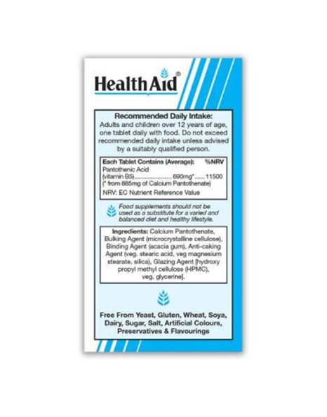HEALTH AID Vitamin B5 690mg Συμπλήρωμα Διατροφής με Βιταμίνη Β 30 ταμπλέτες