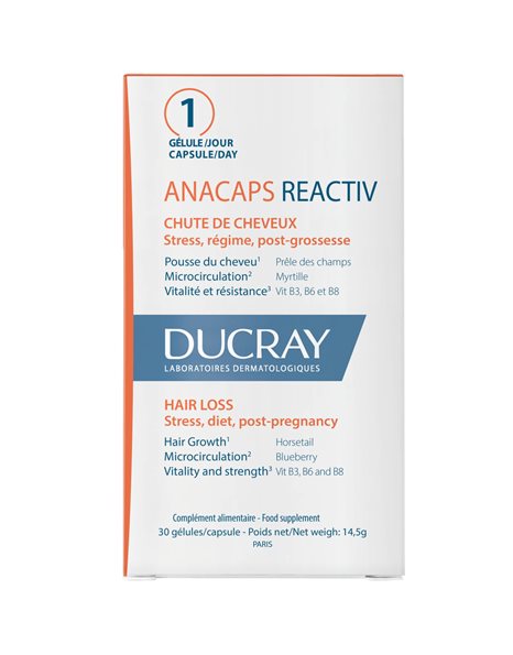 Ducray Anacaps Reactiv Hair Loss Συμπλήρωμα Διατροφής με Δράση Κατά της Τριχόπτωσης 30caps