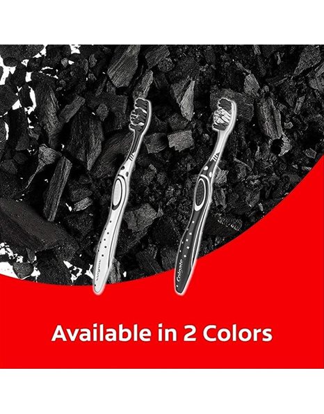 Colgate Max White Charcoal Toothbrush Soft Μαλακή Οδοντόβουρτσα  Άσπρο / Μαύρο  1+1 2τμχ