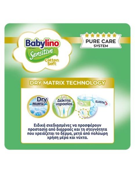 Babylino Sensitive Cotton Soft Παιδικές Πάνες No 5 (11-16kg) Monthly Pack (4x44 ) 176 τμχ