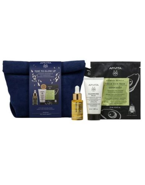 Apivita Promo Beessential Day Oil 15ml, Cleansing Milk 50ml & Avocado Tissue Mask 10ml