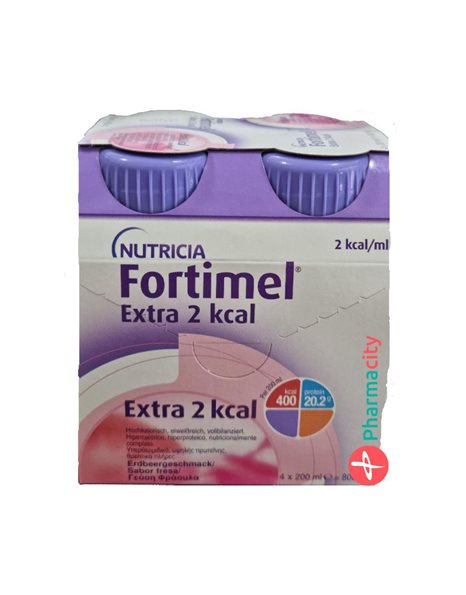  Nutricia Fortimel Extra 2 Kcal Πόσιμο Θρεπτικό Συμπλήρωμα Υψηλής Ενέργειας Με Γεύση Φράουλα 4x200ml