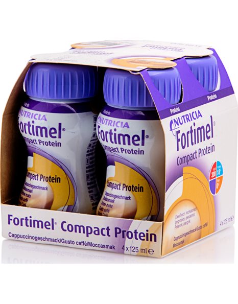 Nutricia Fortimel Compact Protein Θρεπτικό Συμπλήρωμα Διατροφής Υψηλής Ενέργειας, Γεύση Μόκα 4x125ml