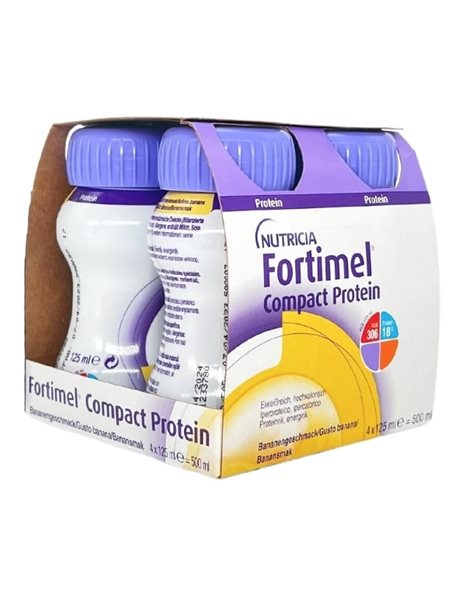 Nutricia Fortimel Compact Banana Υπερπρωτεϊνικό, Υπερθερμιδικό Πόσιμο Θρεπτικό Σκεύασμα 4x125ml