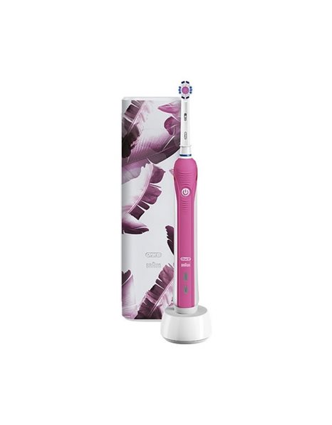 Oral-B Pro 1 750 Ηλεκτρική Οδοντόβουρτσα με Χρονομετρητή και Αισθητήρα Πίεσης Pink & Θήκη Ταξιδίου 