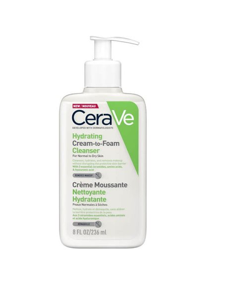 CeraVe Hydrating Cream to Foam Cleanser Αφρώδης Κρέμα Καθαρισμού για Κανονικό/Ξηρό Δέρμα 236ml
