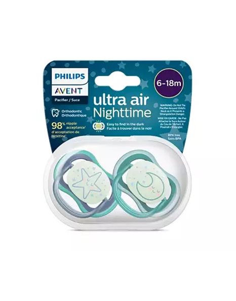  Philips Avent Ultra Air Nighttime για  6-18 μηνών Star/Moon Blue/Green 2τμχ SCF376/13
