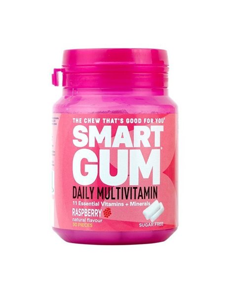 Vican Smart Gum Daily Multivitamin Raspberry, Τσίχλες Με 11 Βιταμίνες & Μέταλλα 30τμχ