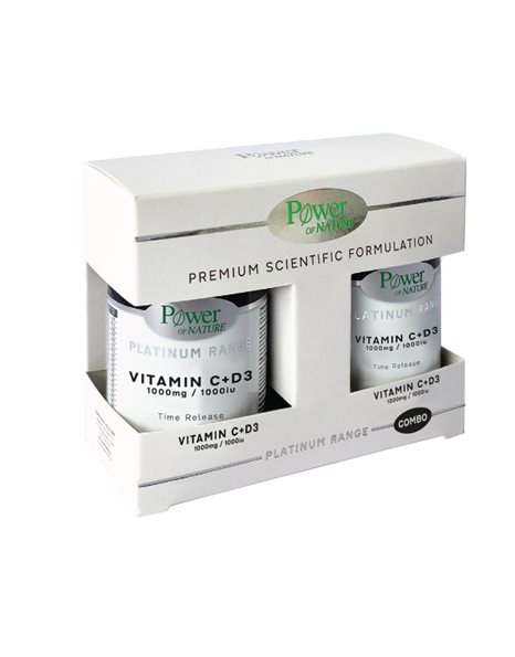 Power of Nature Promo Platinum Range Combo Vitamin C 1000mg & D3 1000IU 2x30tabs