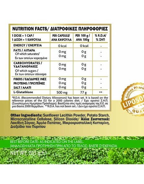 John Noa L-Glutathione 500mg 60 κάψουλες 1τμχ