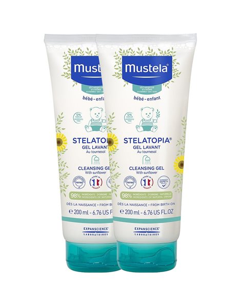 Mustela Promo (1+1 Δώρο) Stelatopia Baby Bath Cleansing Gel Βρεφικό Αφρόλουτρο 2x200ml