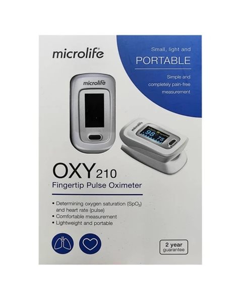 Microlife OXY 210 Fingertrip Pulse Oximeter Παλμικό Οξύμετρο Δακτύλου με Θήκη Μεταφοράς 1 Τεμάχιο