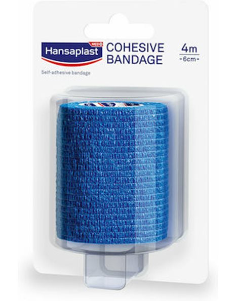 Hansaplast Cohesive Bandage Αυτοσυγκρατούμενος Επίδεσμος 6cm x 4m Μπλε 1τμχ