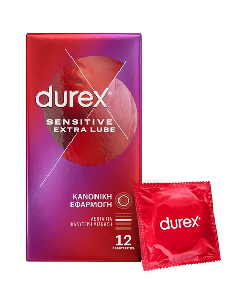 Durex Προφυλακτικά Sensitive Extra Lube Λεπτά 12τμχ