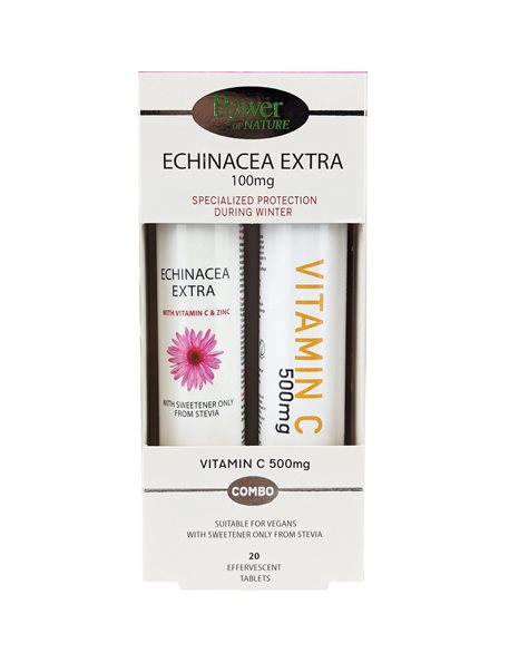 Power Health Promo Echinacea Extra Stevia 20 αναβρ. δισκία 7 &  Δώρο Vit C 500mg 20 αναβρ. δισκία