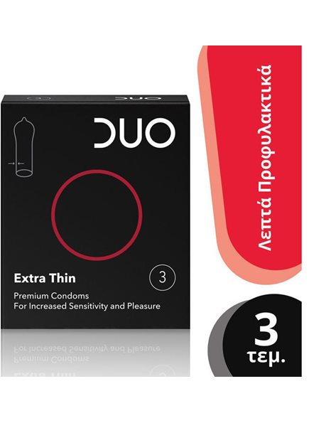 DUO Extra Thin Προφυλακτικά Πολύ Λεπτά για Προστασία & Απόλαυση 3τμχ