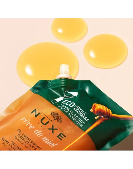 Nuxe Reve De Miel Cleansing Gel, Ανταλλακτικό Αφρόλουτρο Για Πρόσωπο & Σώμα Refill 400ml