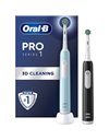 Oral-B Pro Series 1 Duo Επαναφορτιζόμενη Ηλεκτρική Οδοντόβουρτσα Γαλάζια & Μαύρη 2 Τμχ