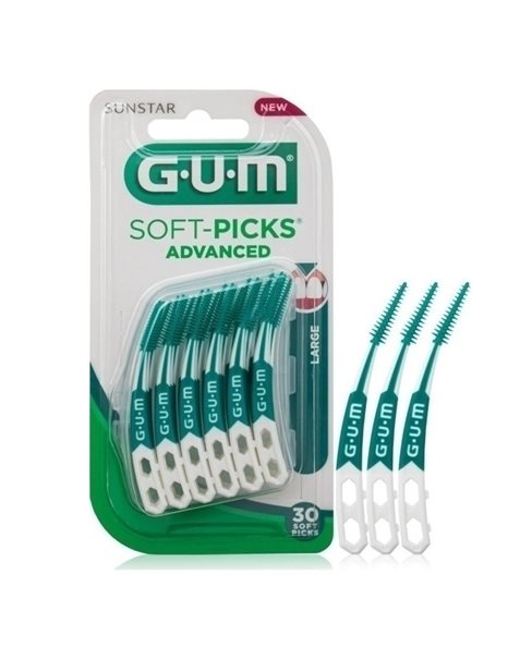 GUM Soft-Picks Advanced Μεσοδόντιες Οδοντογλυφίδες Large Πράσινες 30τμχ