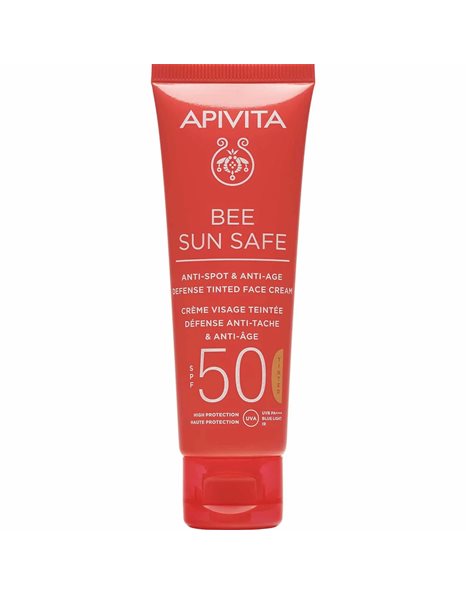 Apivita Bee Sun Safe Κρεμα Προσώπου Κατά των Πανάδων & των Ρυτίδων με Χρώμα SPF50, Tinted 50ml
